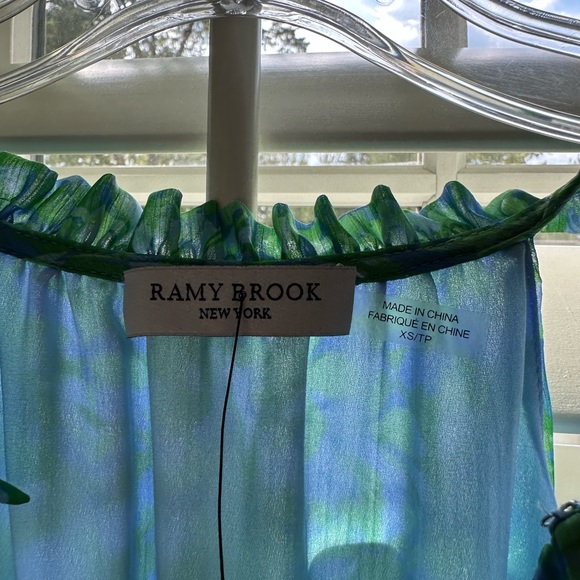 Ramy Brook Rylee Ruffle Mini Dress in Blue-Green (Floral). Only worn once. - Picture 5 of 5